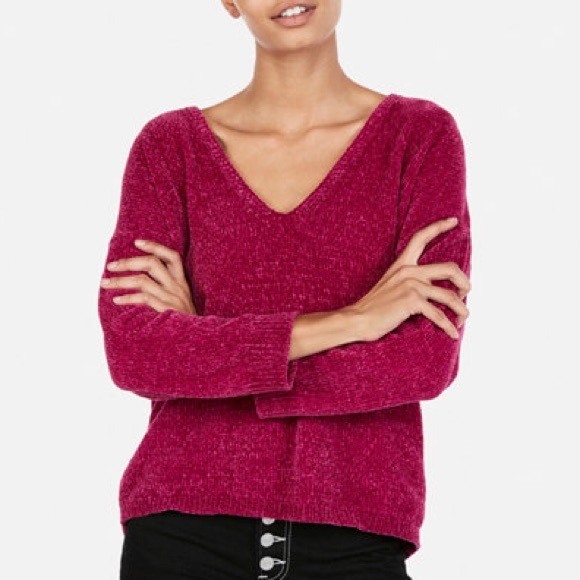 Express Sweaters - Express Chenille Velvet V-Neck Pullover Sweater XS